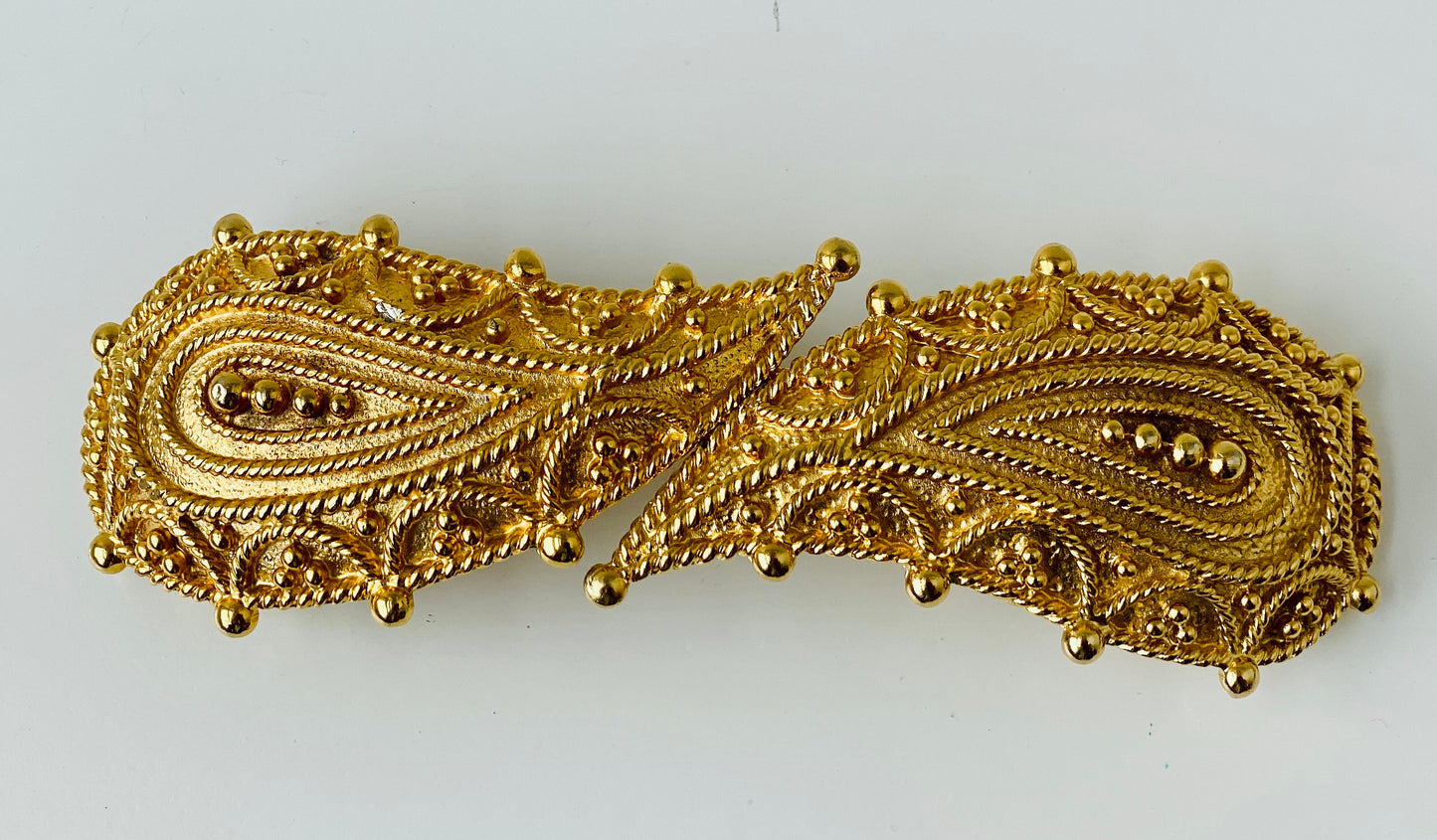 80s Mimi DiN Signed Gold Plated Oversized Paisley Statement Buckle