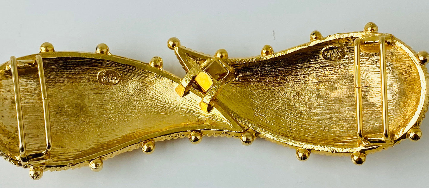 80s Mimi DiN Signed Gold Plated Oversized Paisley Statement Buckle