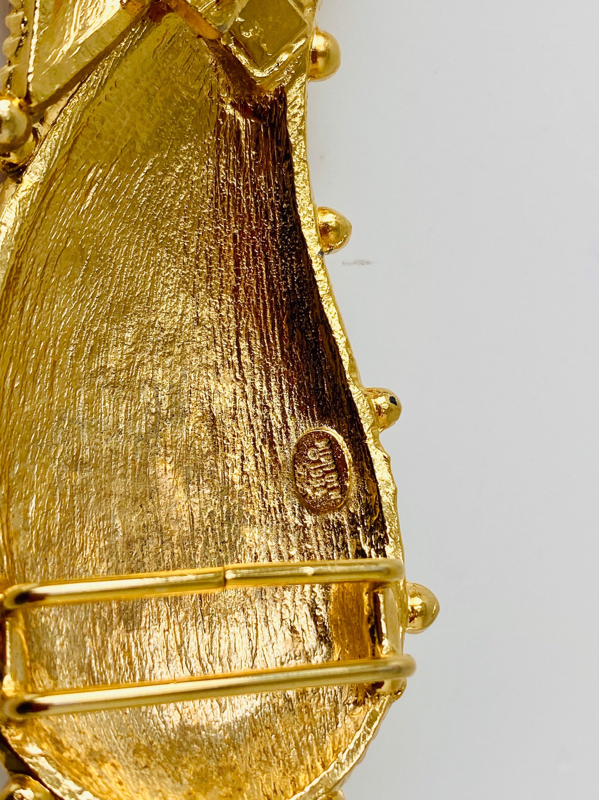 80s Mimi DiN Signed Gold Plated Oversized Paisley Statement Buckle