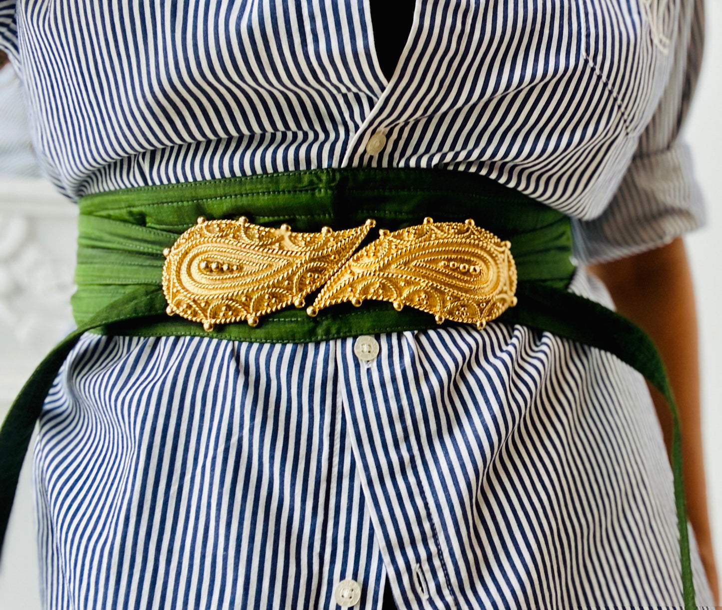 80s Mimi DiN Signed Gold Plated Oversized Paisley Statement Buckle