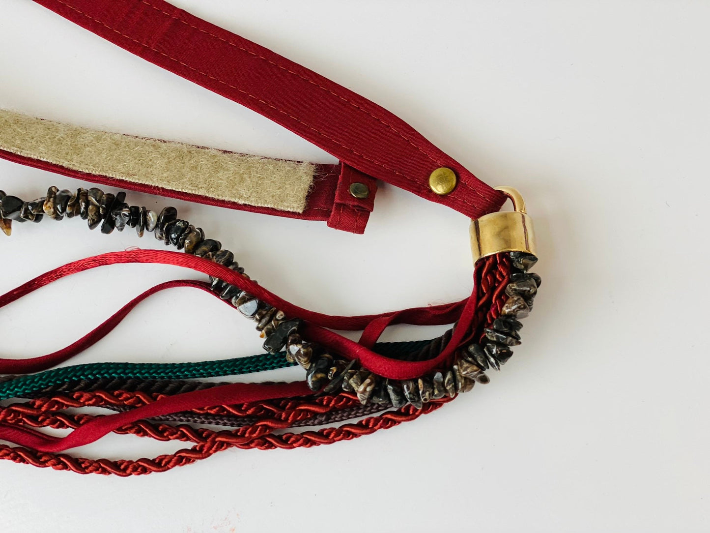 70s Boho Beaded and Silk Ribbon Adjustable Belt