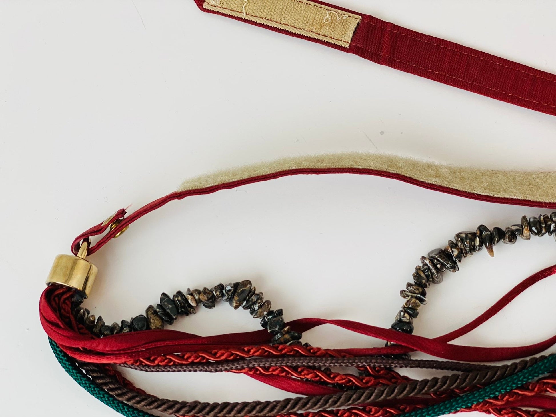 70s Boho Beaded and Silk Ribbon Adjustable Belt