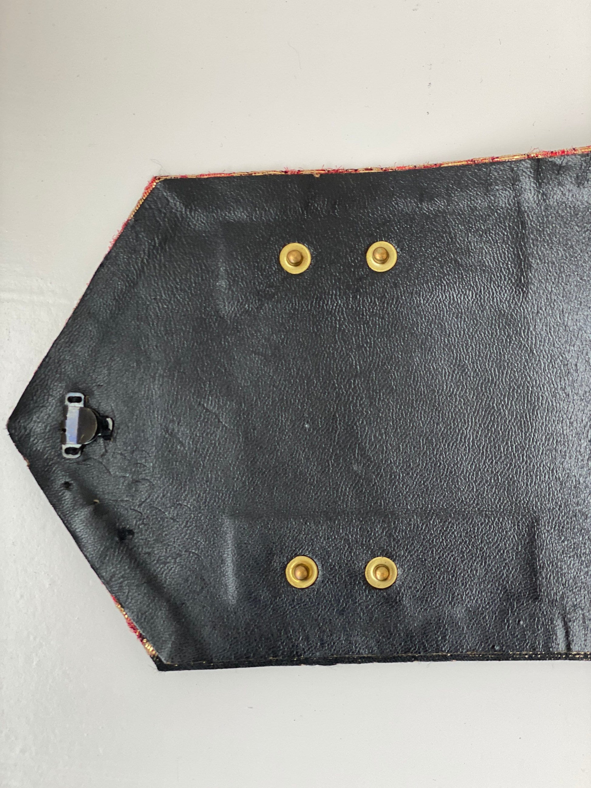 Maurice Rentner Brocade Gold and Red Exquisite Wide Corset Waist Belt 30"