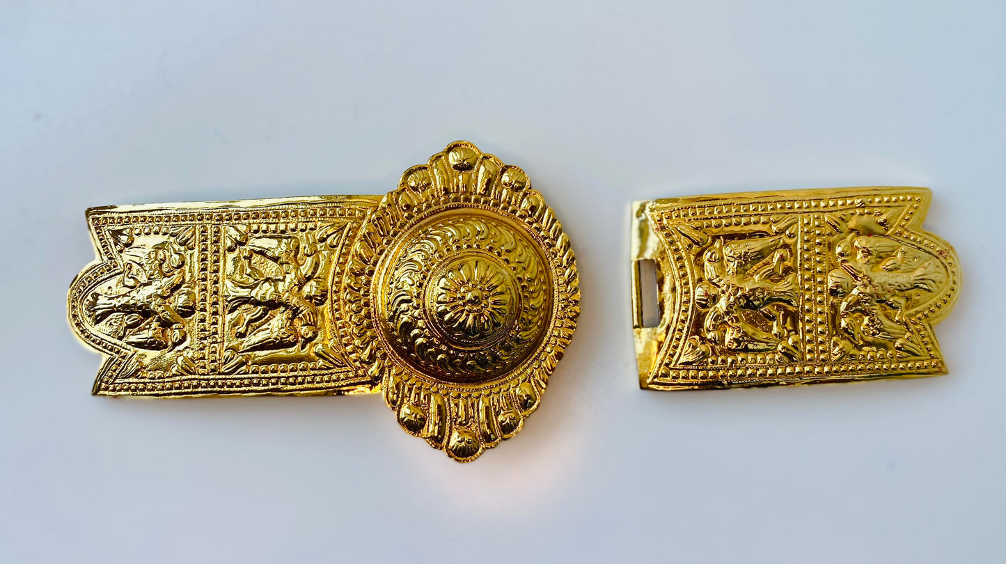 80s Designer Alexis Kirk Gold Plated Opulent Belt Buckle Statement Piece