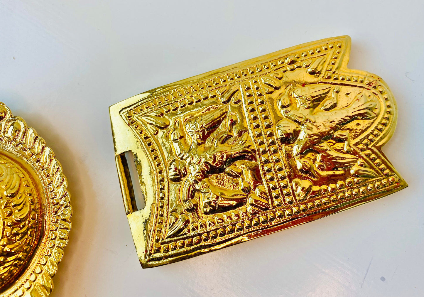 80s Designer Alexis Kirk Gold Plated Opulent Belt Buckle Statement Piece