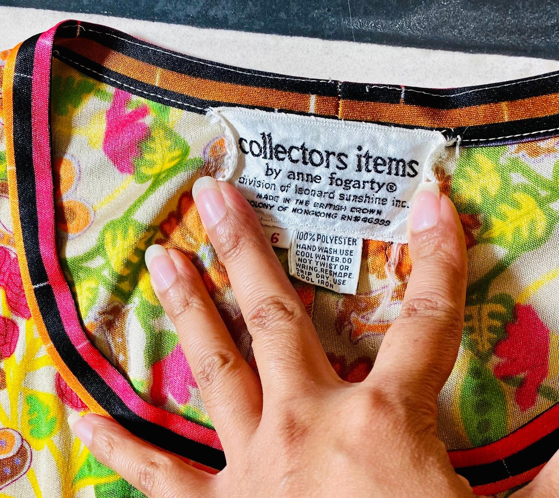 Late 60s Early 70s Anne FOGARTY Psychedelic Floral Jersey Maxi Dress