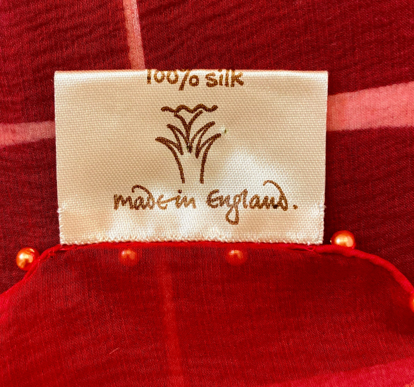 80s Zandra Rhodes Red "Lady Head" Print Punk Silk Shawl