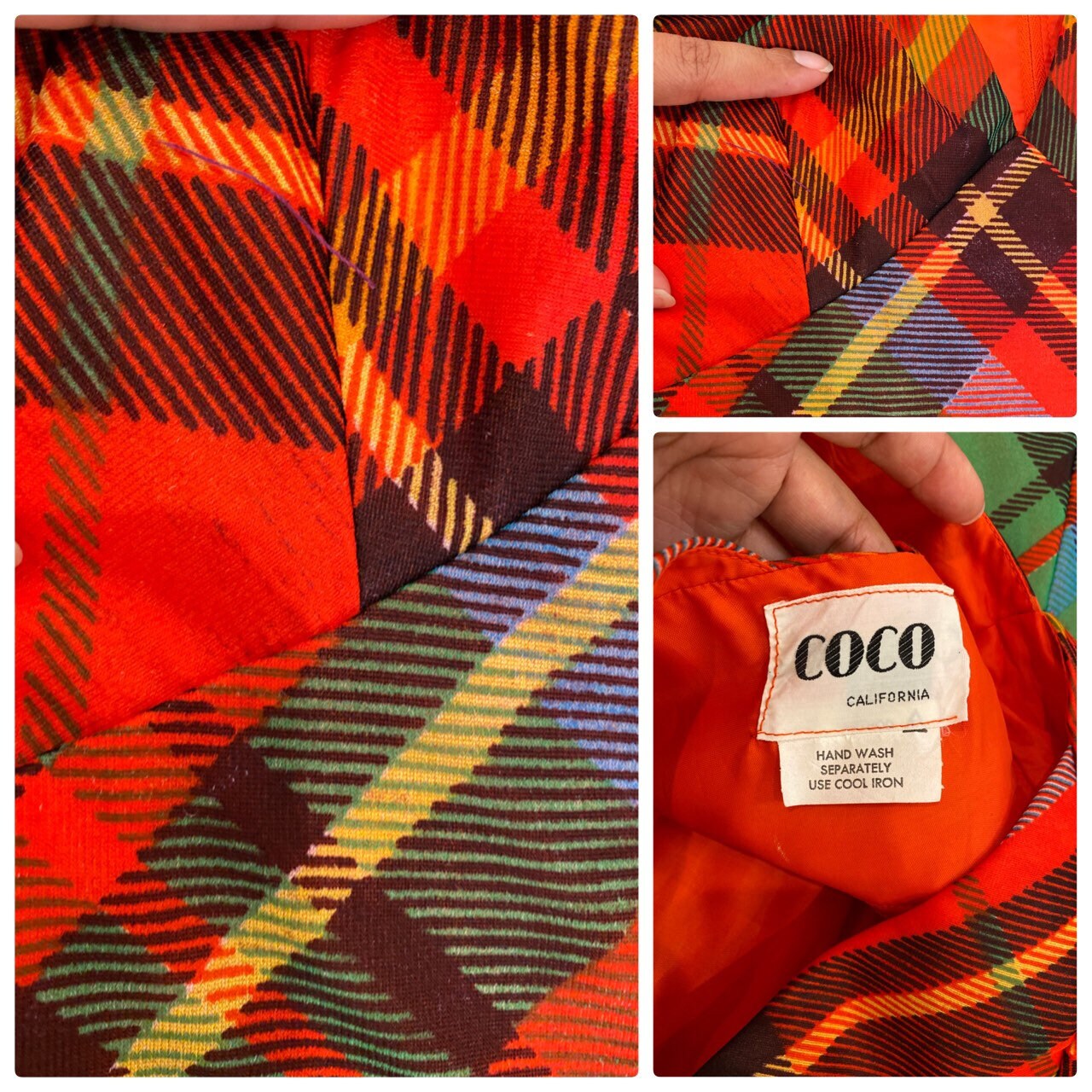 70s Coco of California Red Plaid Maxi Halter Dress