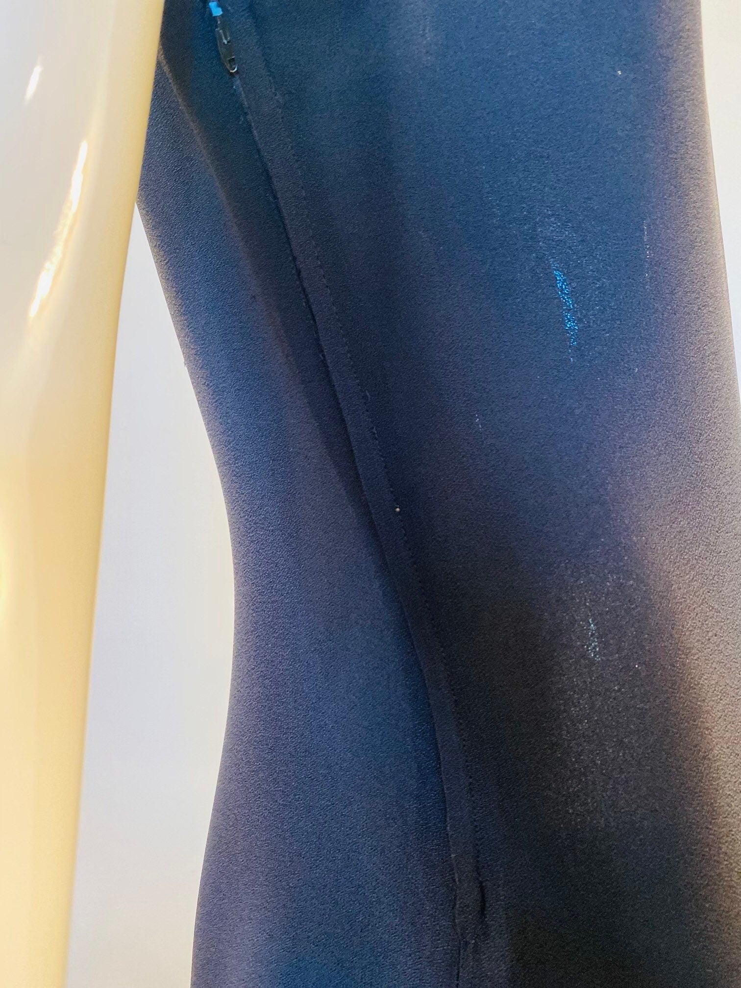 Late 70s Mollie Parnis Black One Shoulder Satin and Crepe Side Bow Big Sweep Gown Black Tie