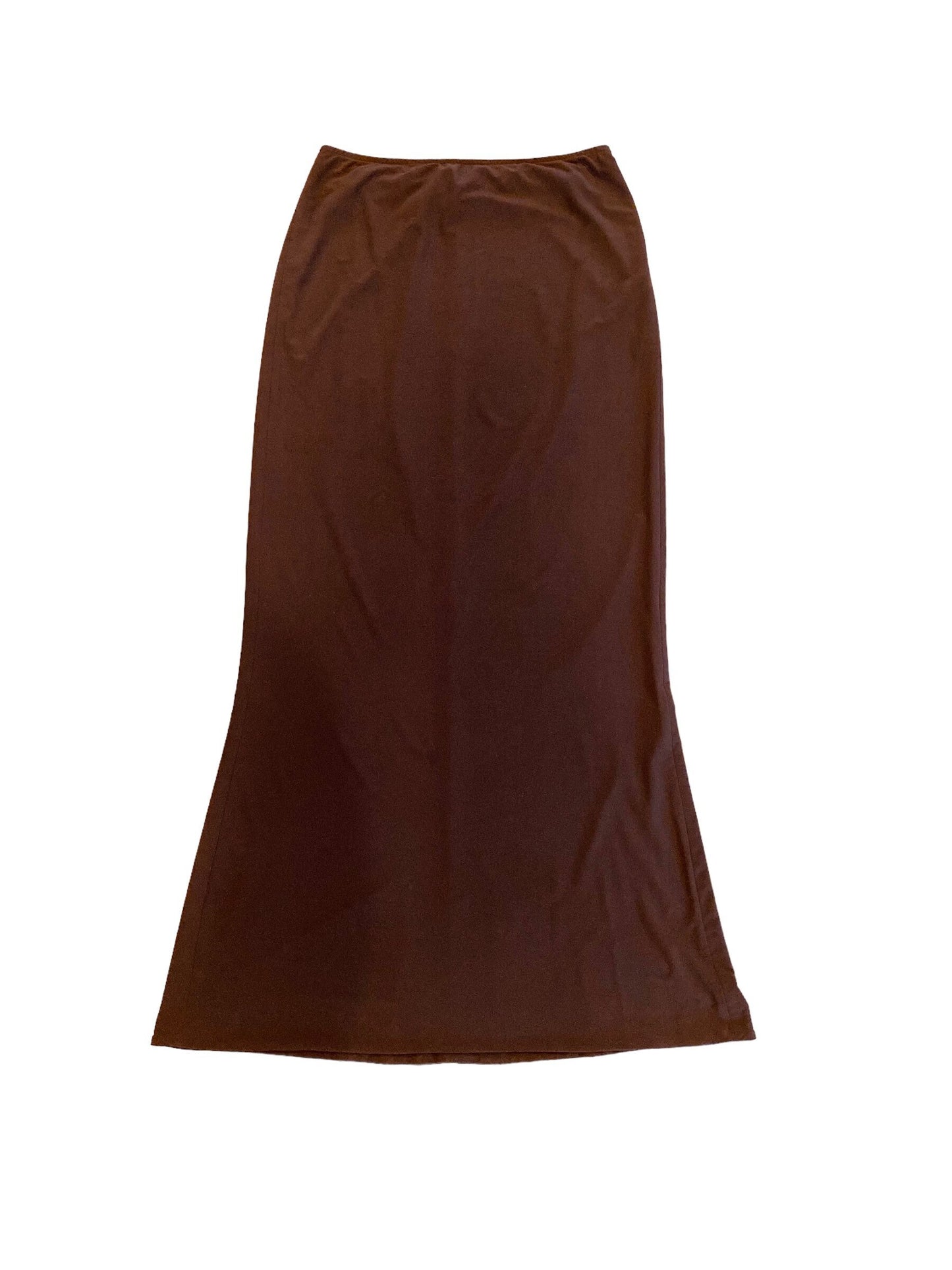 90s Chocolate Brown Norma Kamali OMO Jersey Tube Maxi Low Waisted Skirt Medium