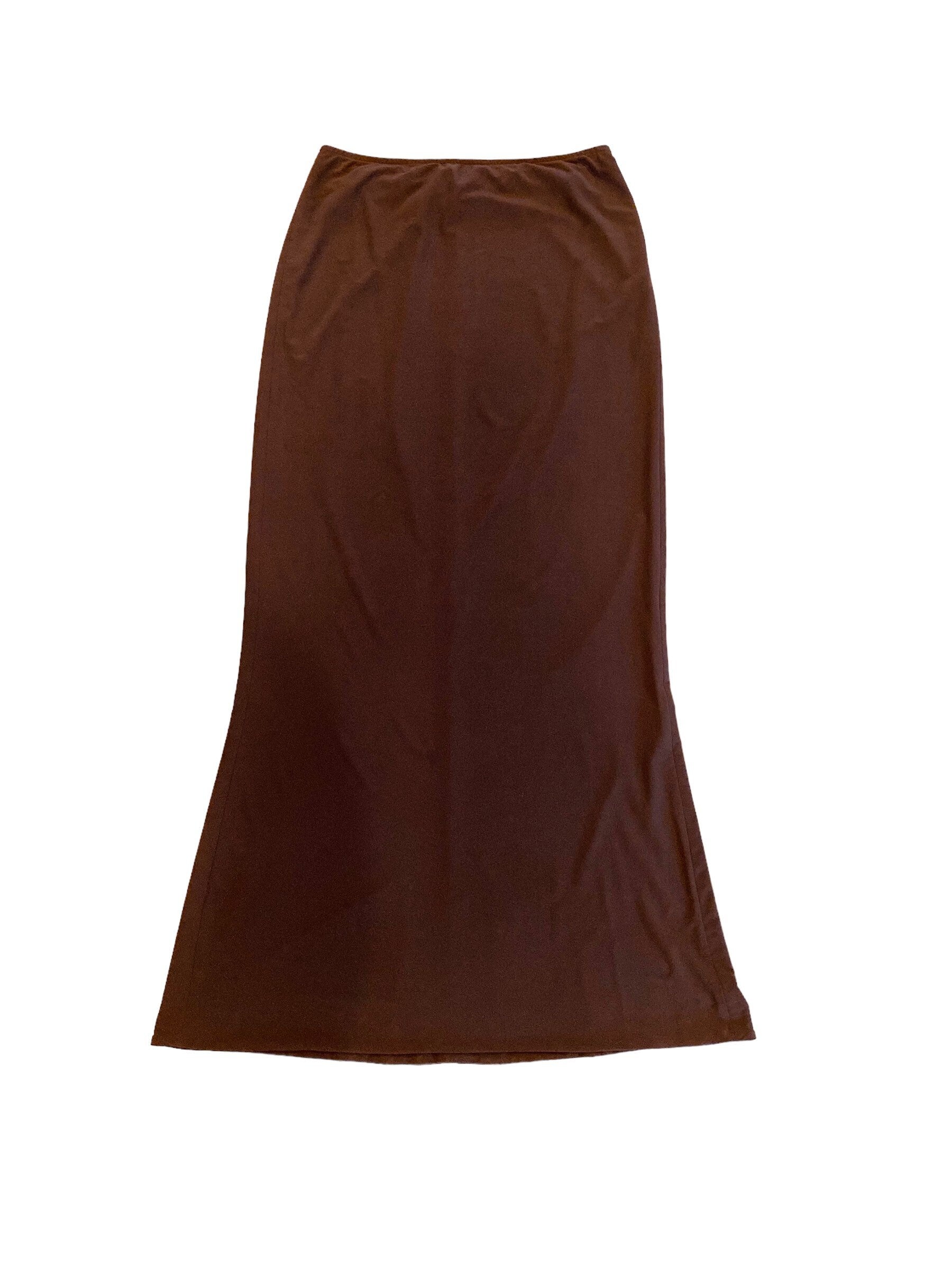 90s Chocolate Brown Norma Kamali OMO Jersey Tube Maxi Low Waisted Skirt Medium