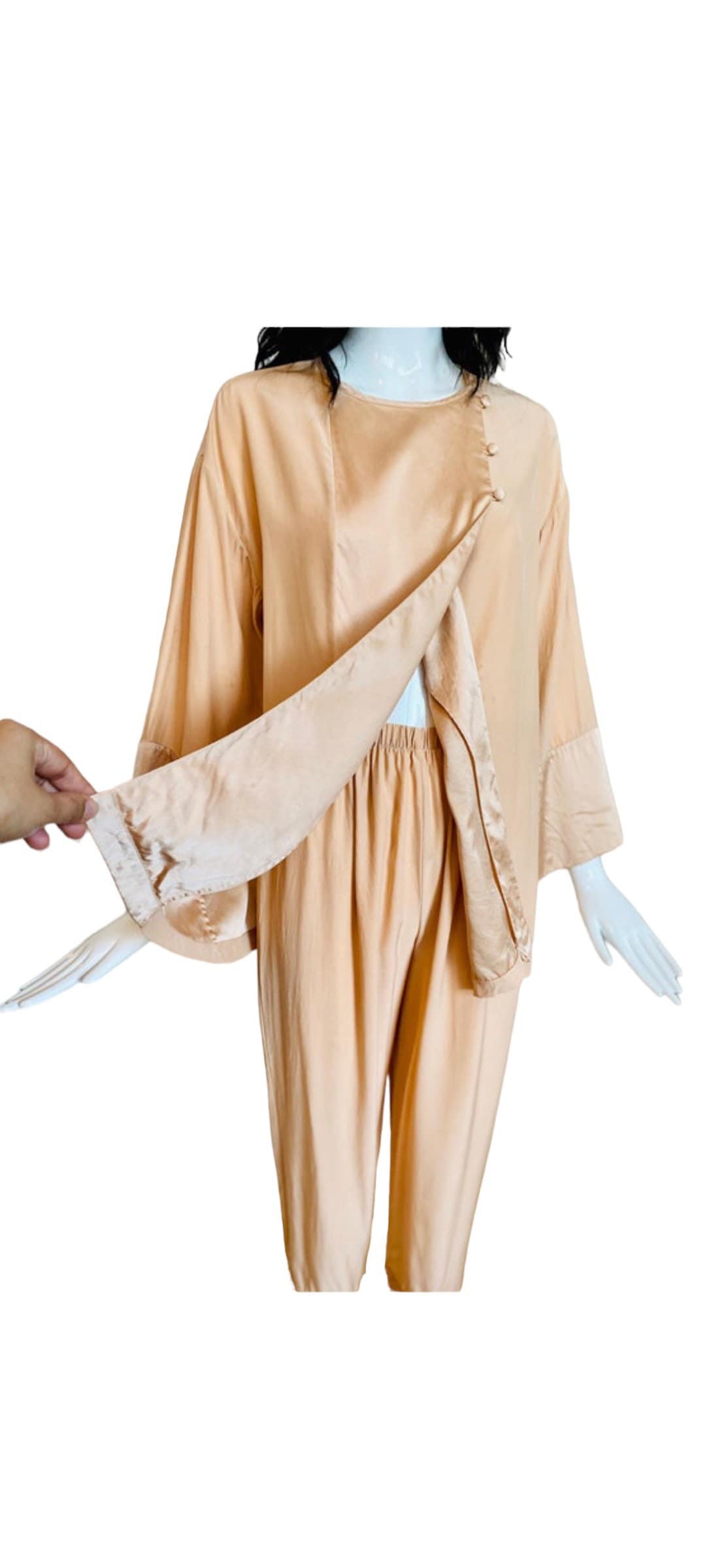 Valentino Silk Pale Pink Pajamas Pant Set Couture Loungewear Rare Ensemble