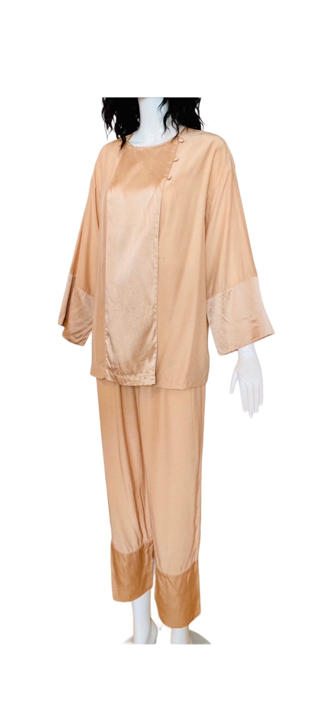 Valentino Silk Pale Pink Pajamas Pant Set Couture Loungewear Rare Ensemble
