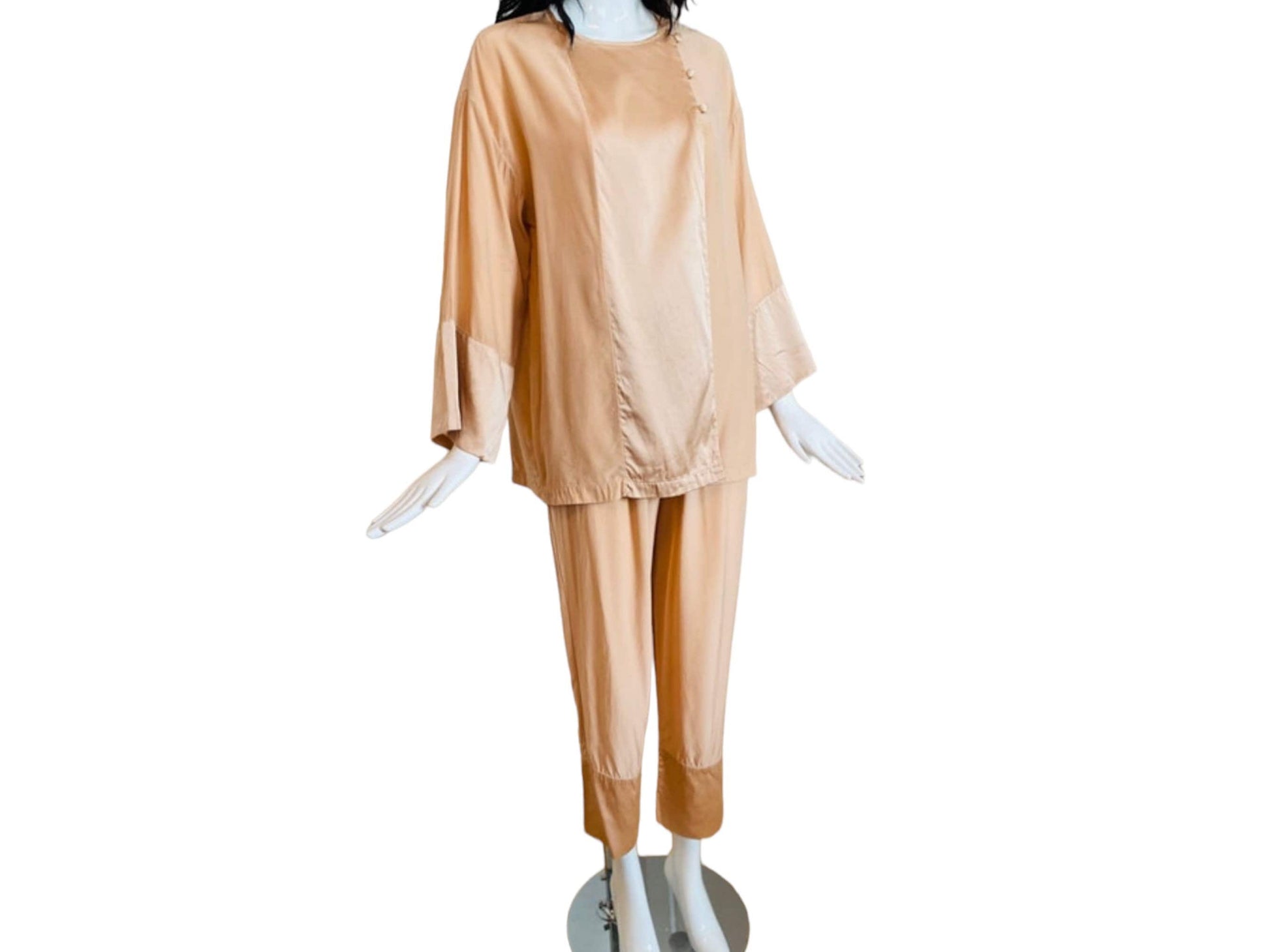 Valentino Silk Pale Pink Pajamas Pant Set Couture Loungewear Rare Ensemble