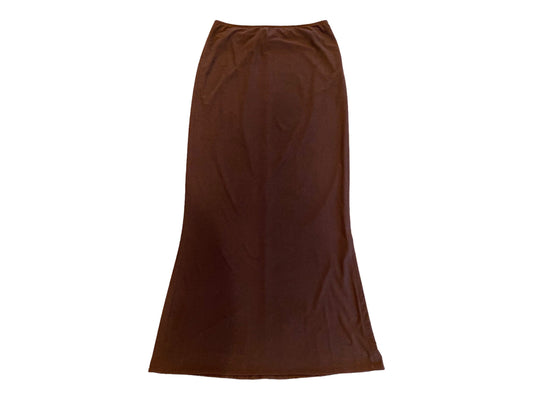 90s Chocolate Brown Norma Kamali OMO Jersey Tube Maxi Low Waisted Skirt Medium