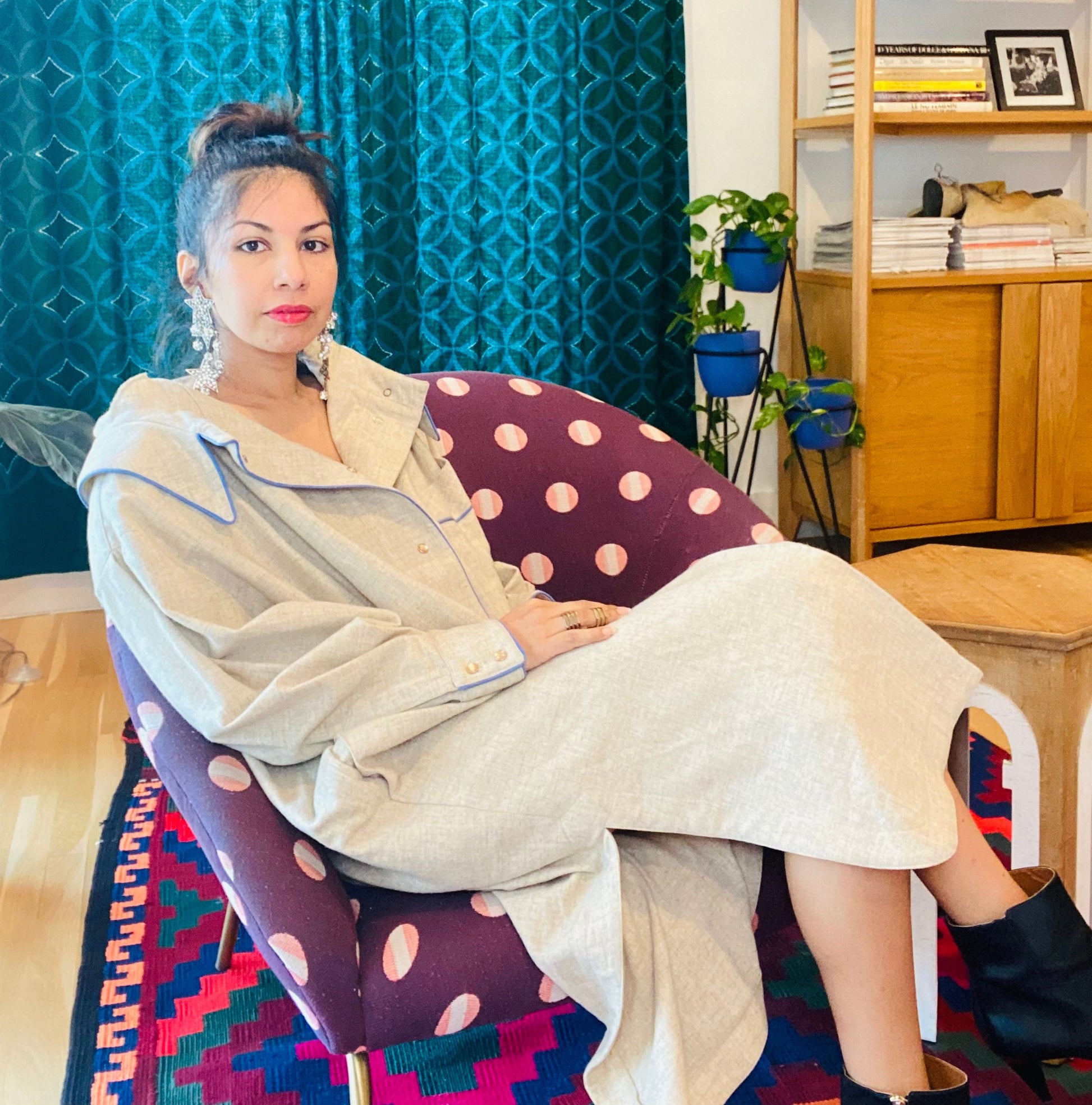 80s Thierry Mugler Ivory Wool Hooded Tunic and Trousers Ensemble RARE