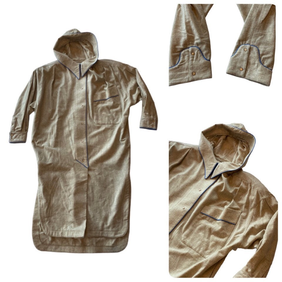 80s Thierry Mugler Ivory Wool Hooded Tunic and Trousers Ensemble RARE