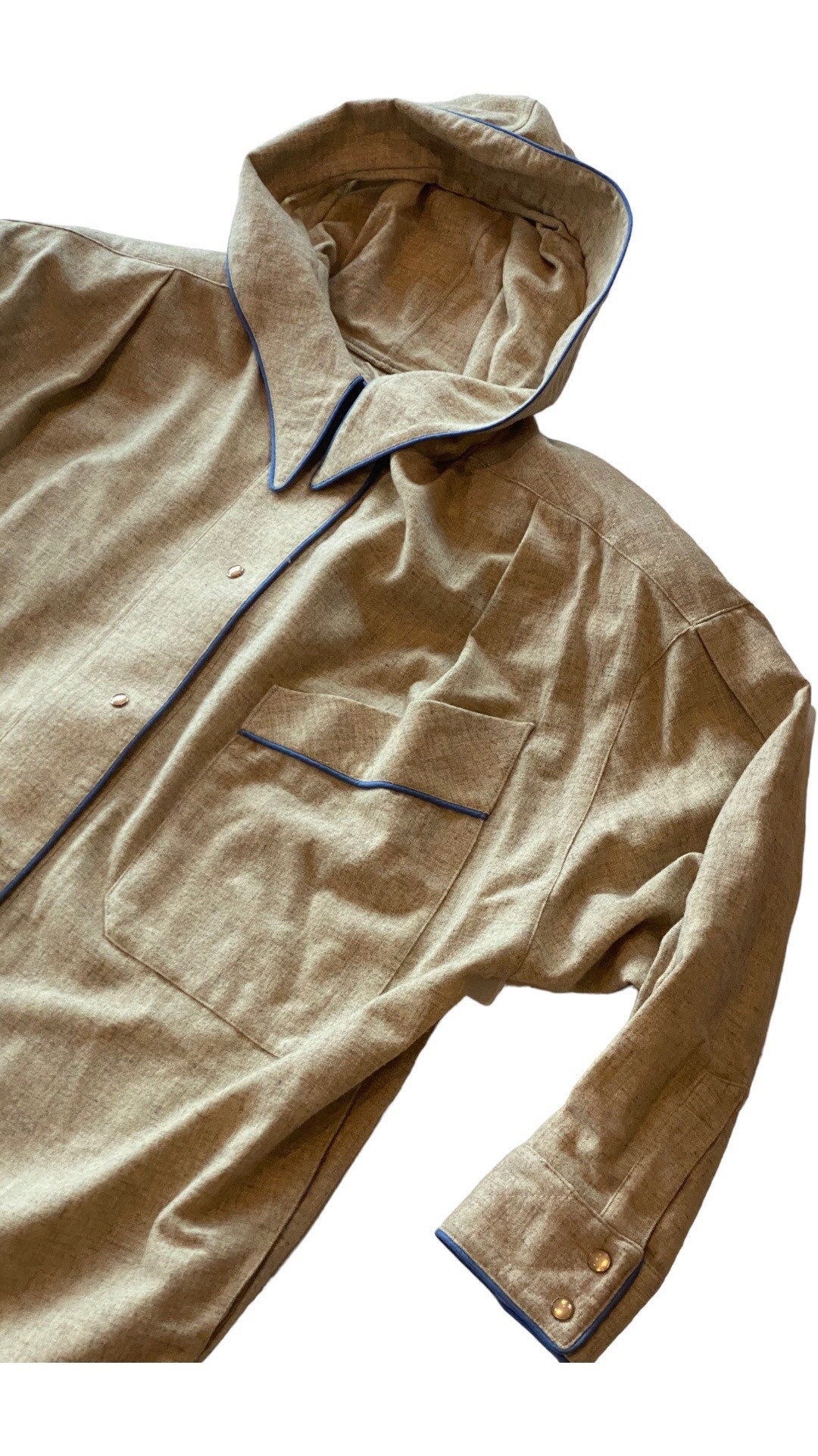 80s Thierry Mugler Ivory Wool Hooded Tunic and Trousers Ensemble RARE