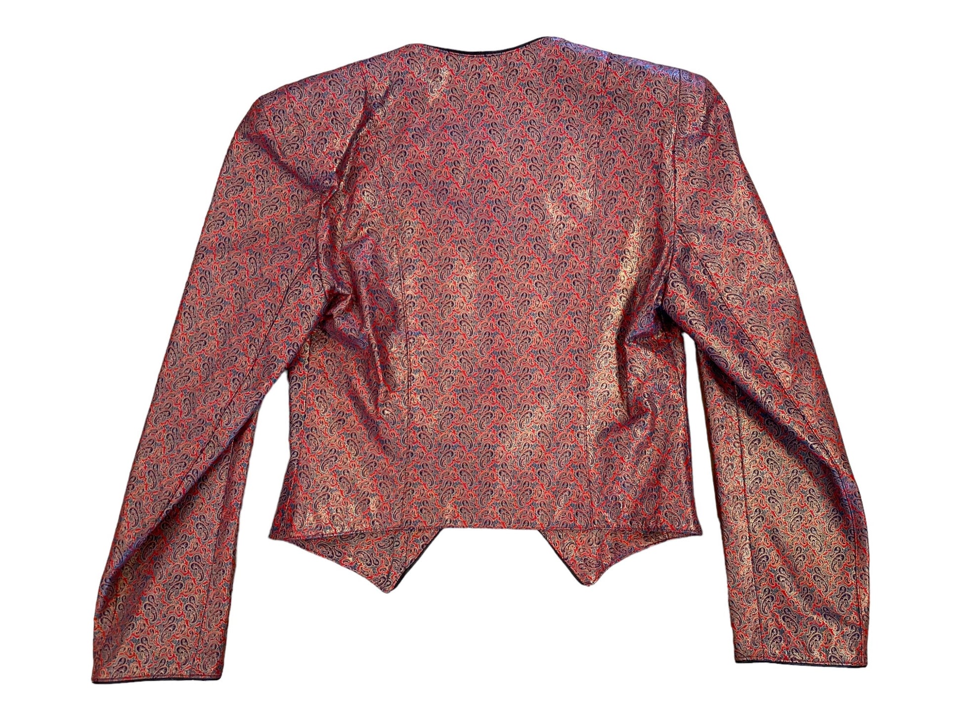 80s Carlos FALCHI for Neiman Marcus Leather Paisley Printed Cropped Jacket