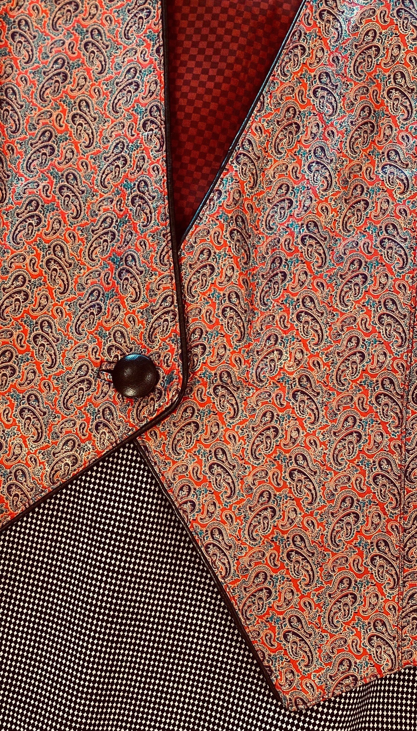 80s Carlos FALCHI for Neiman Marcus Leather Paisley Printed Cropped Jacket