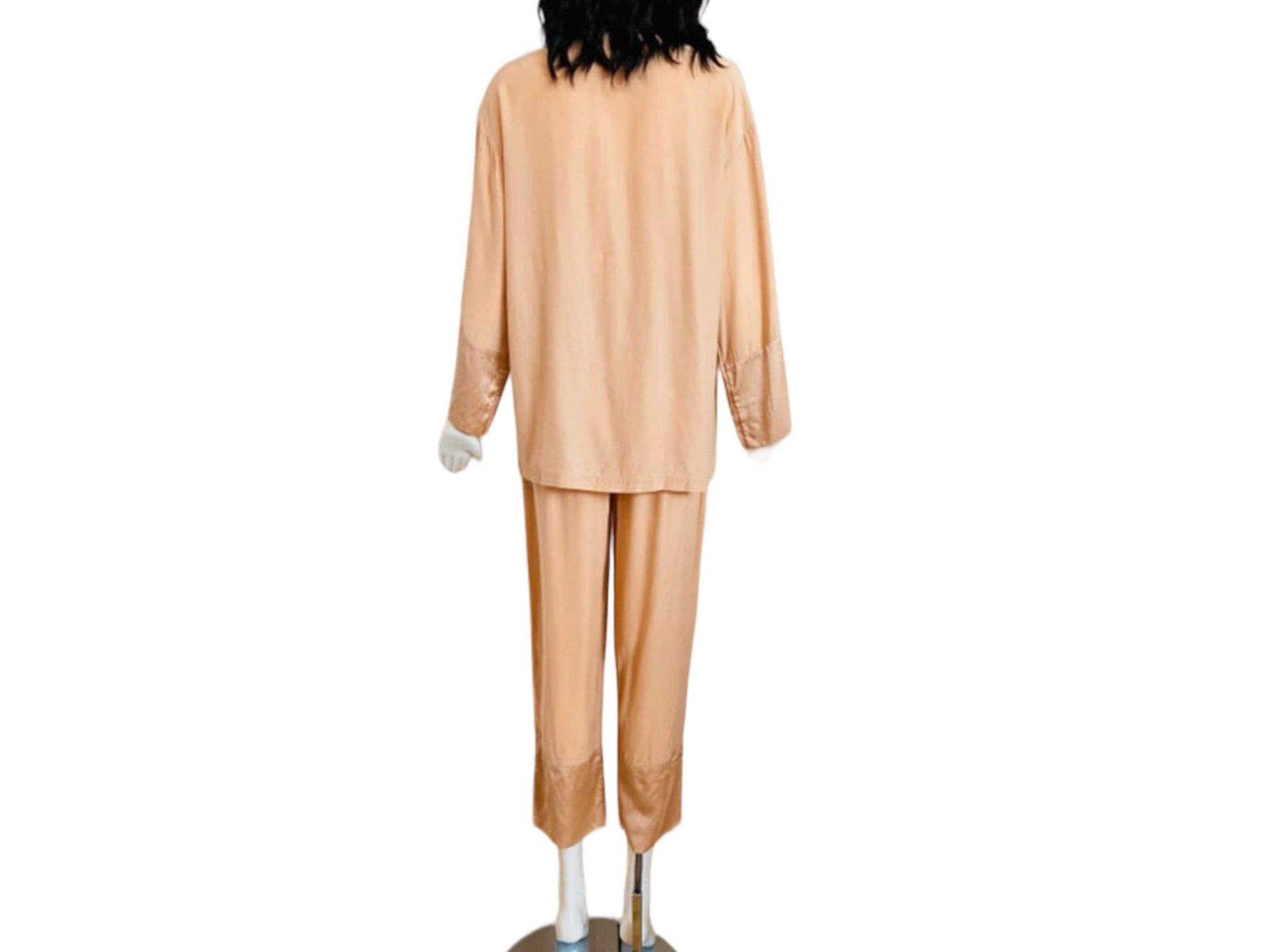 Valentino Silk Pale Pink Pajamas Pant Set Couture Loungewear Rare Ensemble