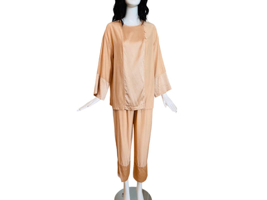 Valentino Silk Pale Pink Pajamas Pant Set Couture Loungewear Rare Ensemble