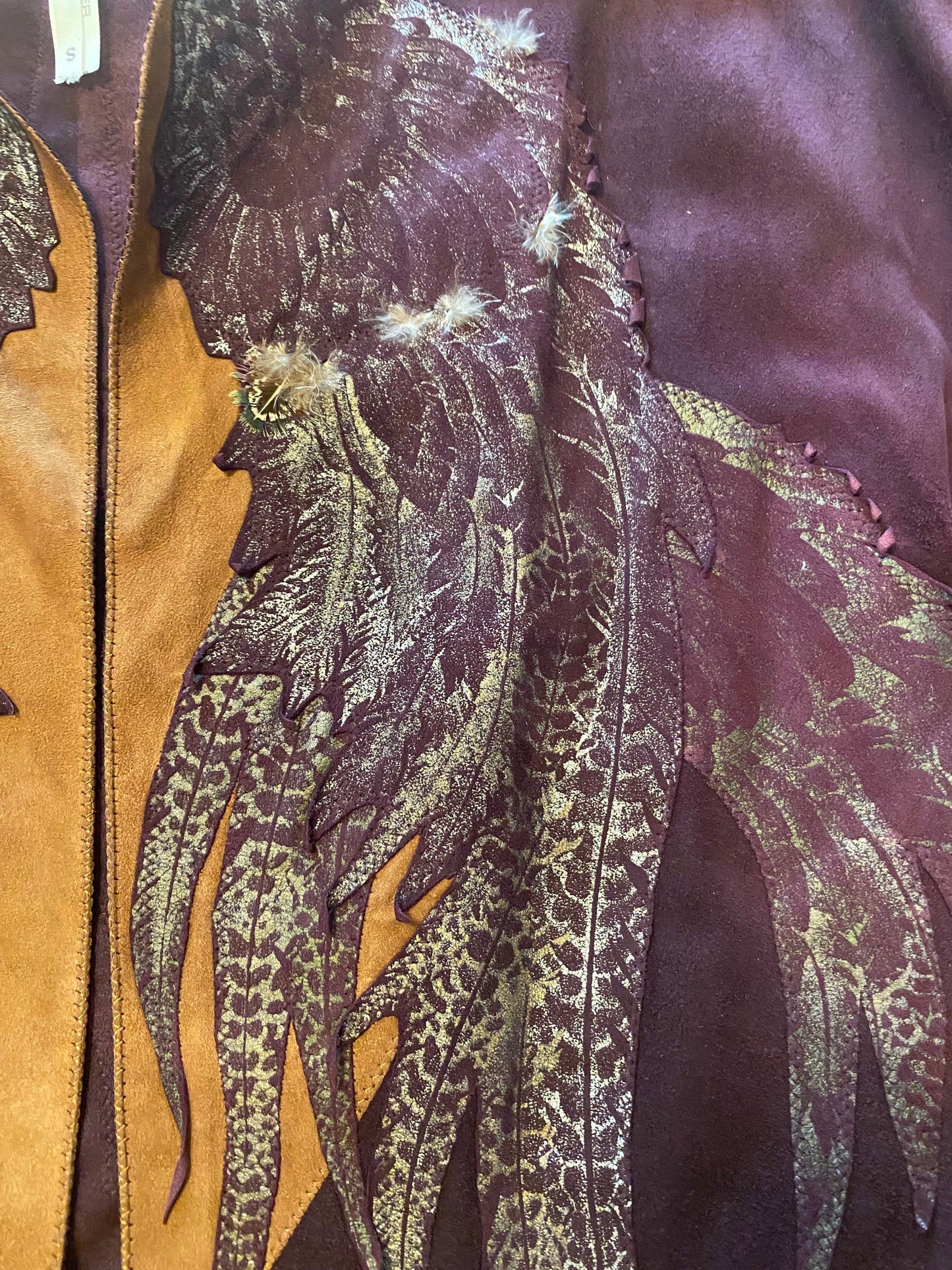 70s Roberto CAVALLI Suede Feather Application Vest and Skirt Ensemble As Seen At The Met