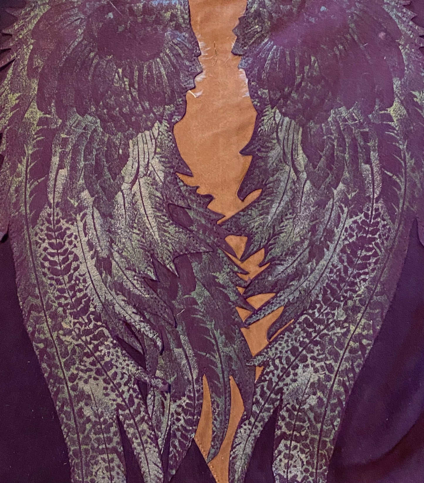 70s Roberto CAVALLI Suede Feather Application Vest and Skirt Ensemble As Seen At The Met