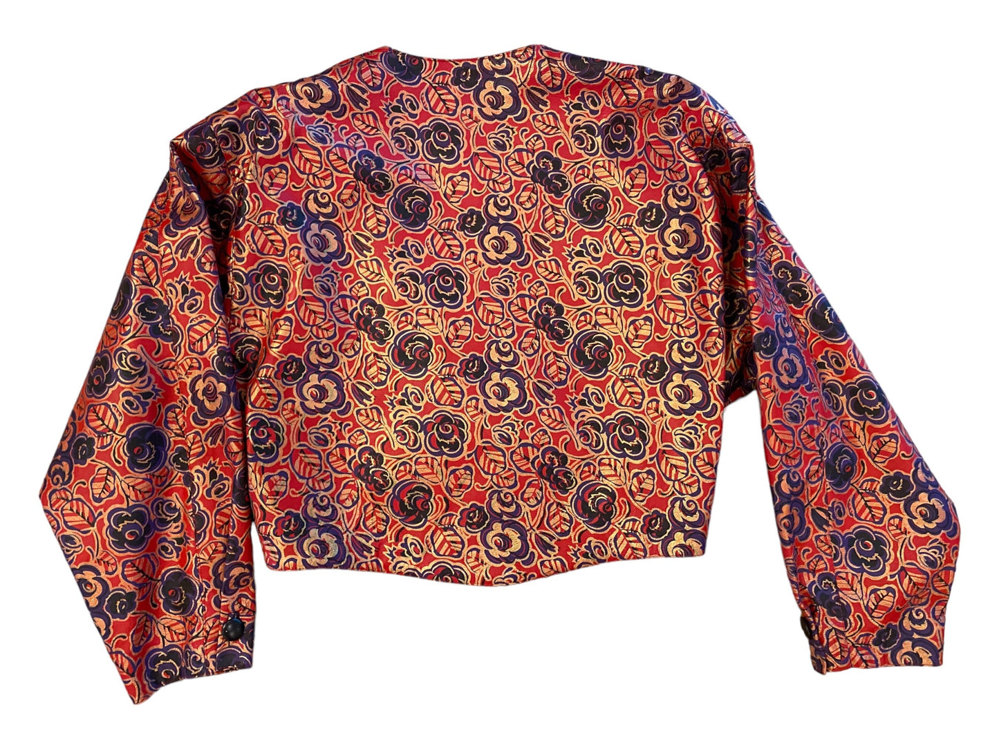 80s Carlos Falchi For Neiman Marcus Oversized Shoulders Cropped Printed Leather Jacket