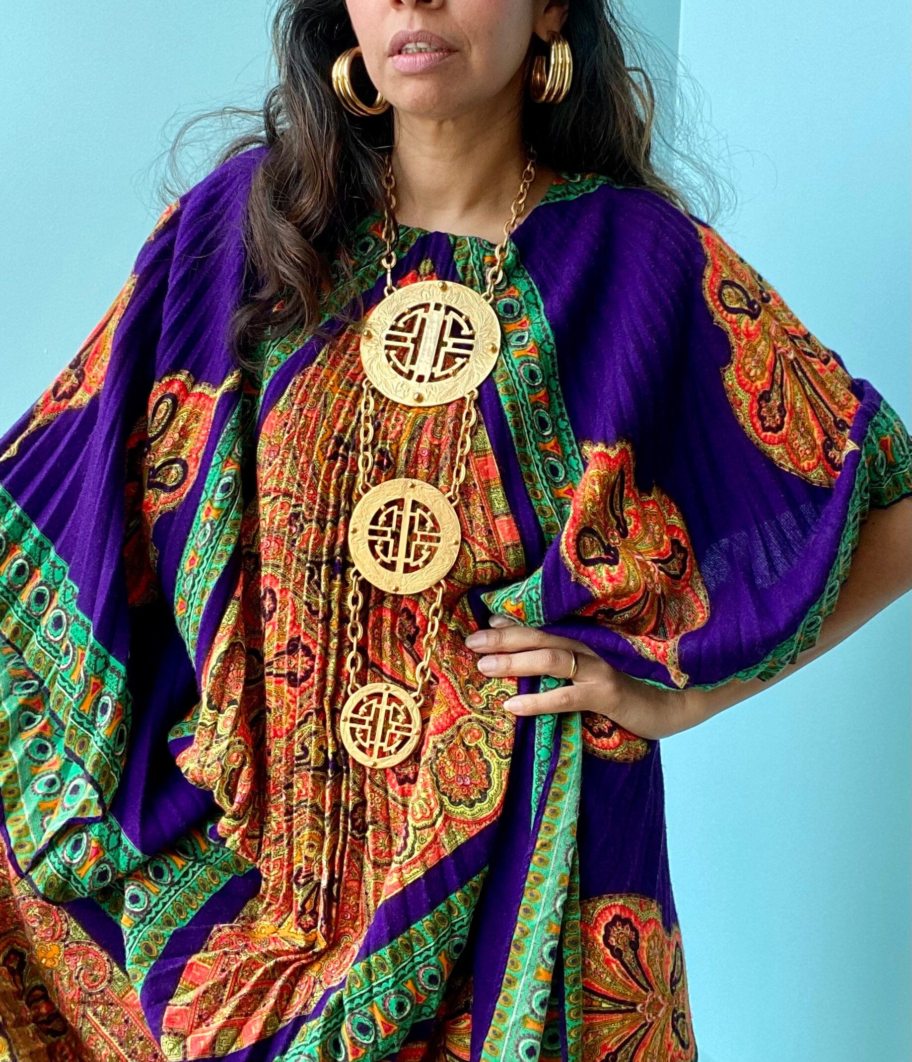 Alexis KIRK Museum Worthy Massive Gold Plated Etruscan Pendant Necklace / Body Necklace