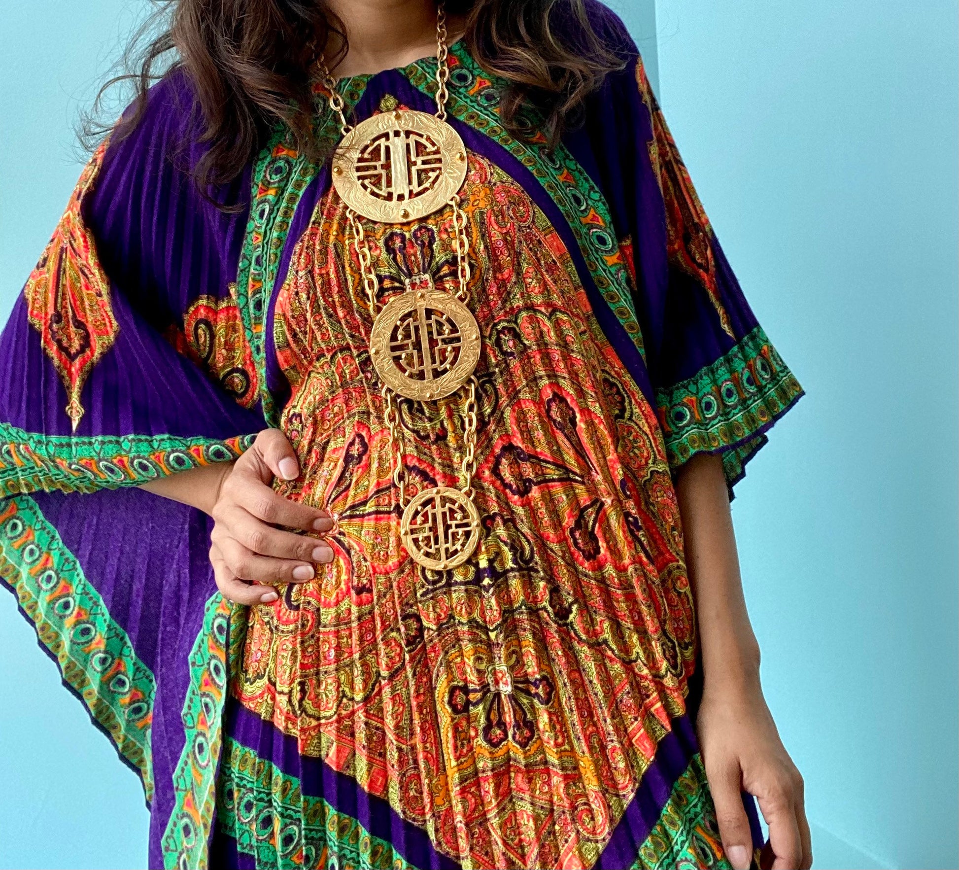 Alexis KIRK Museum Worthy Massive Gold Plated Etruscan Pendant Necklace / Body Necklace