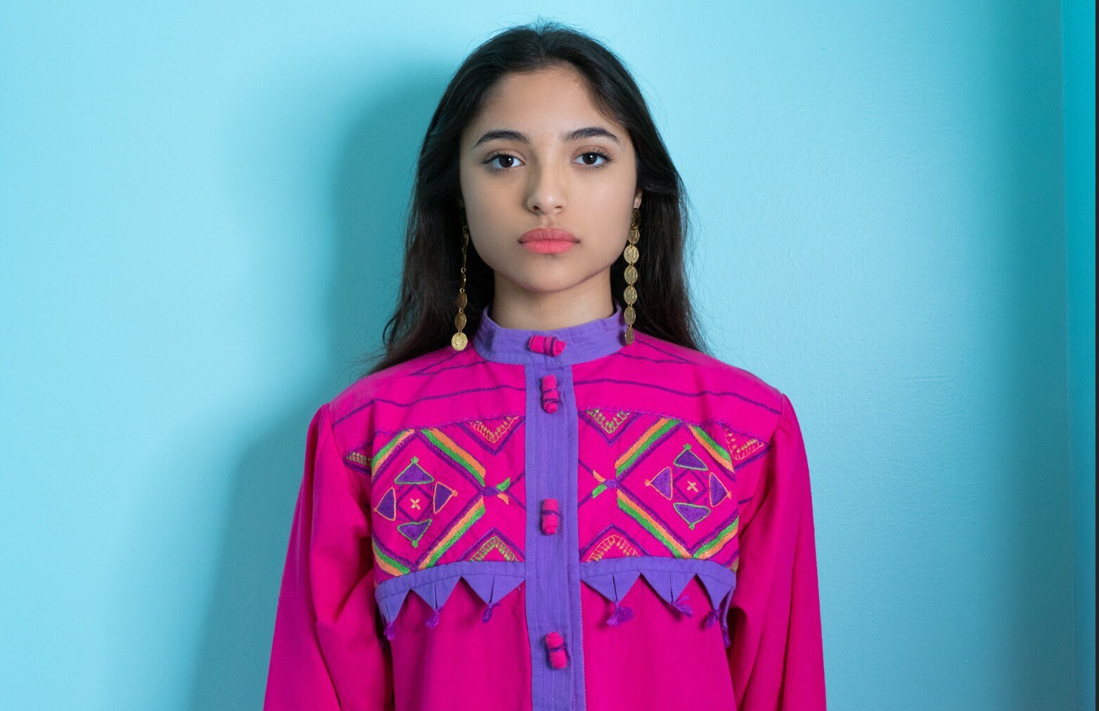 80s Opus 1 Pink Cotton Mexican Caftan