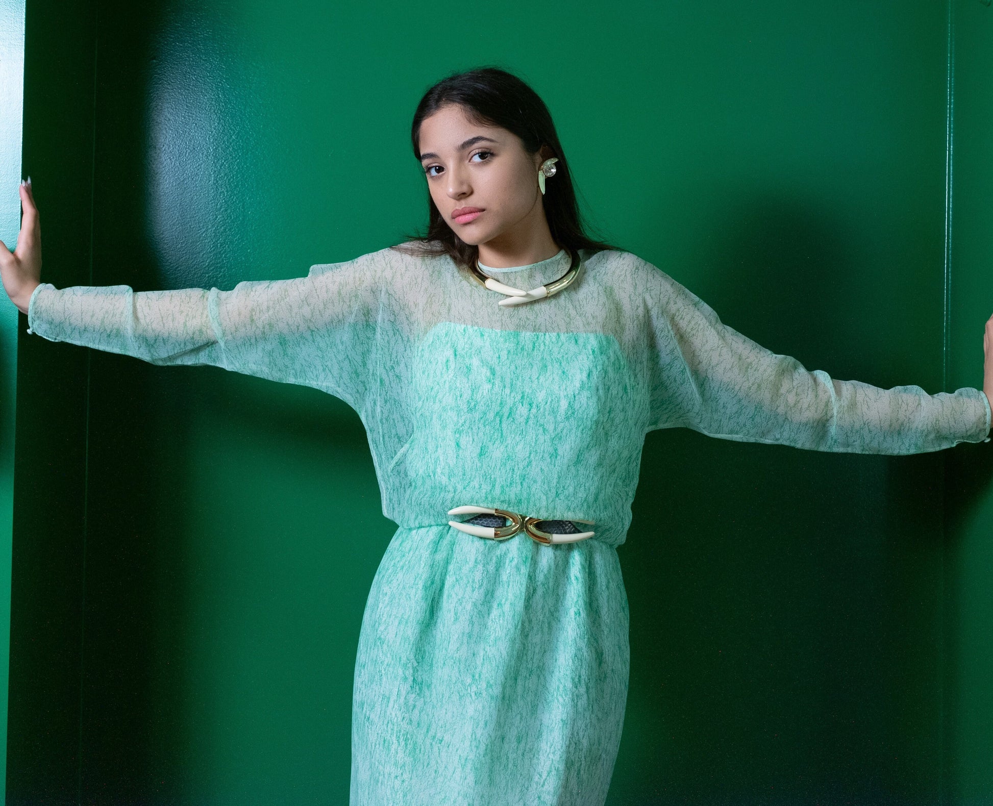 70s Alexis KIRK Faux Horn Gold Plated Buckle Snake Skin Adjustable Disco Belt