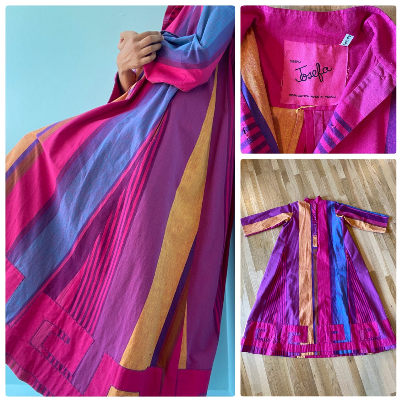70s JOSEFA Rainbow Striped Caftan