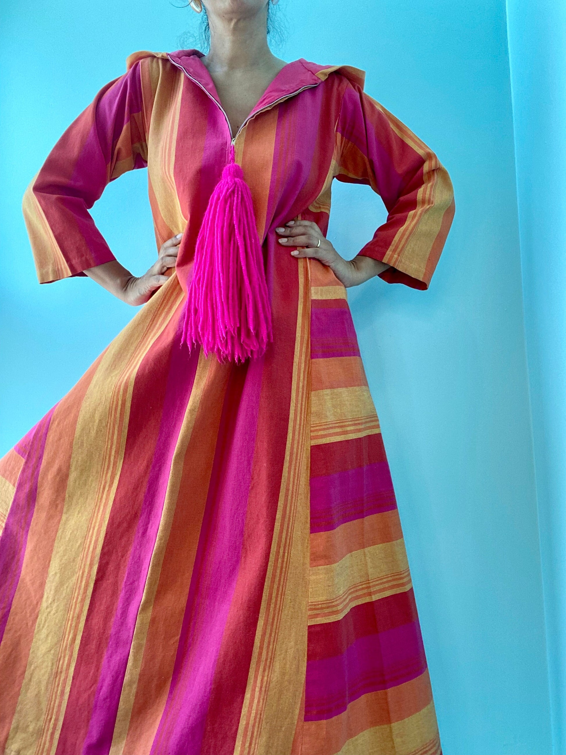 70s Josefa Cotton Hooded Caftan