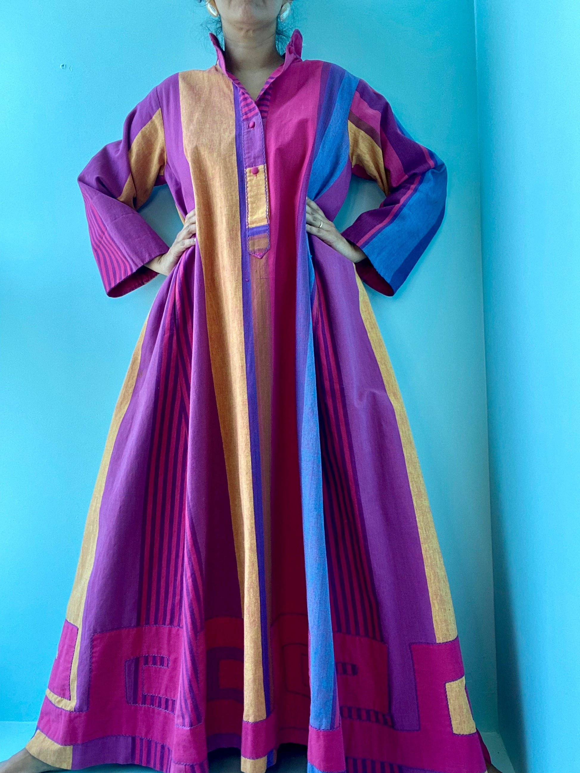 70s JOSEFA Rainbow Striped Caftan