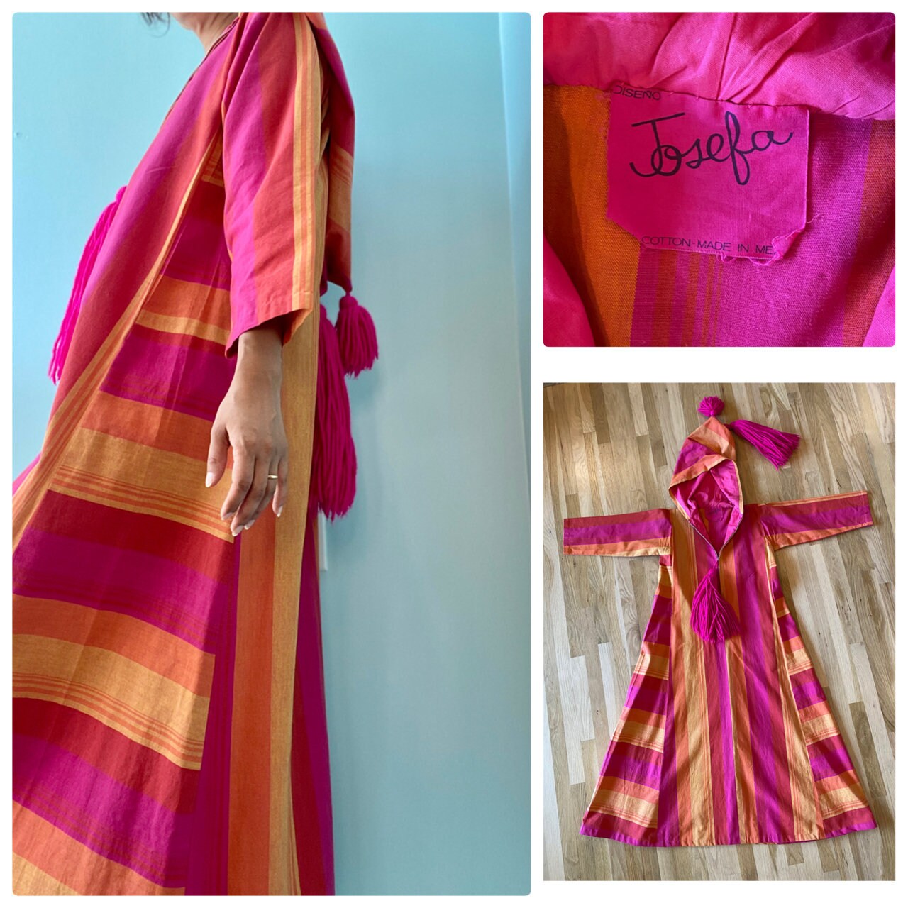 70s Josefa Cotton Hooded Caftan