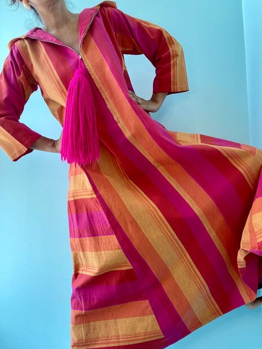 70s Josefa Cotton Hooded Caftan