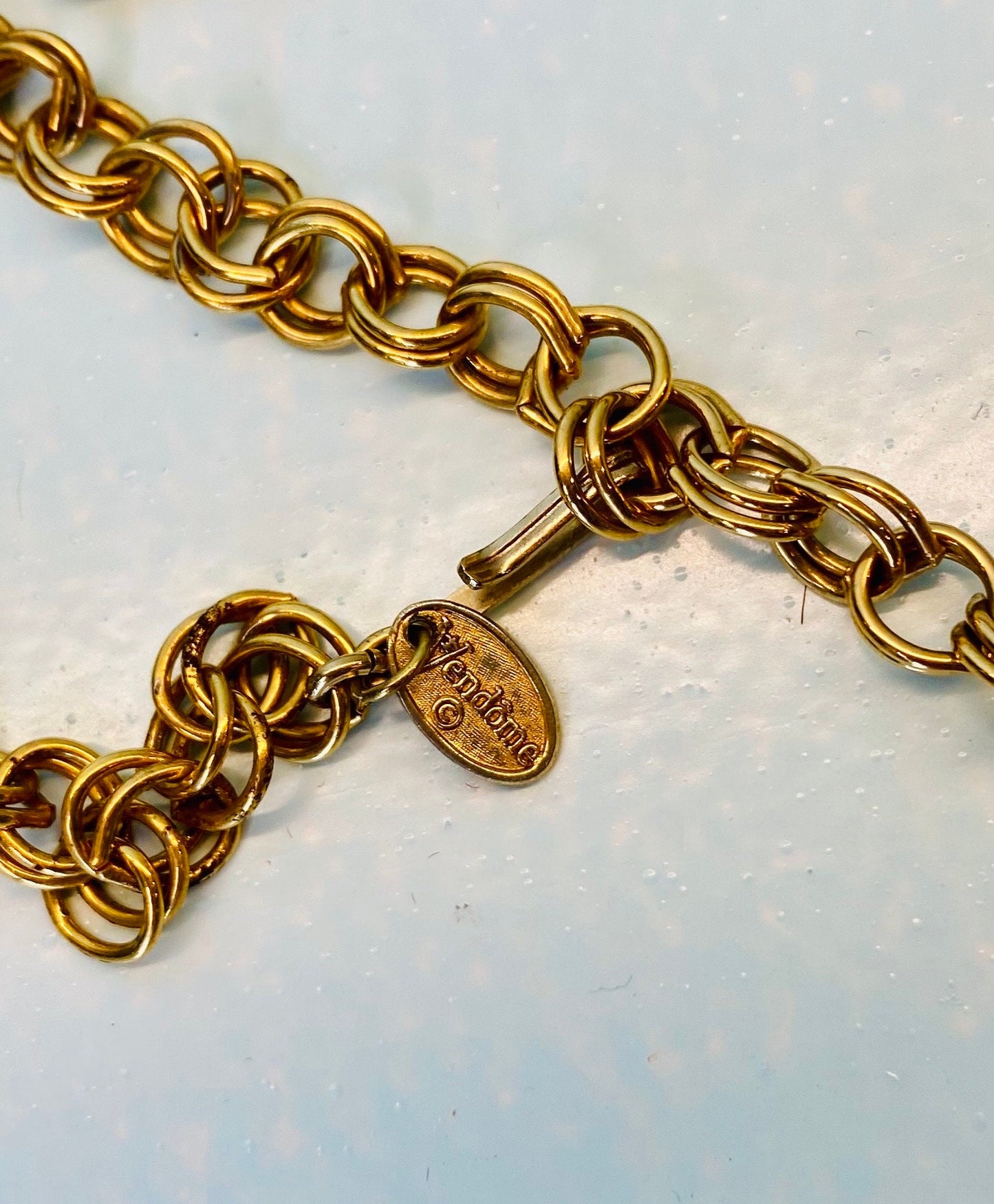 VENDOME Antique Massive Pendant Faux Jade Necklace