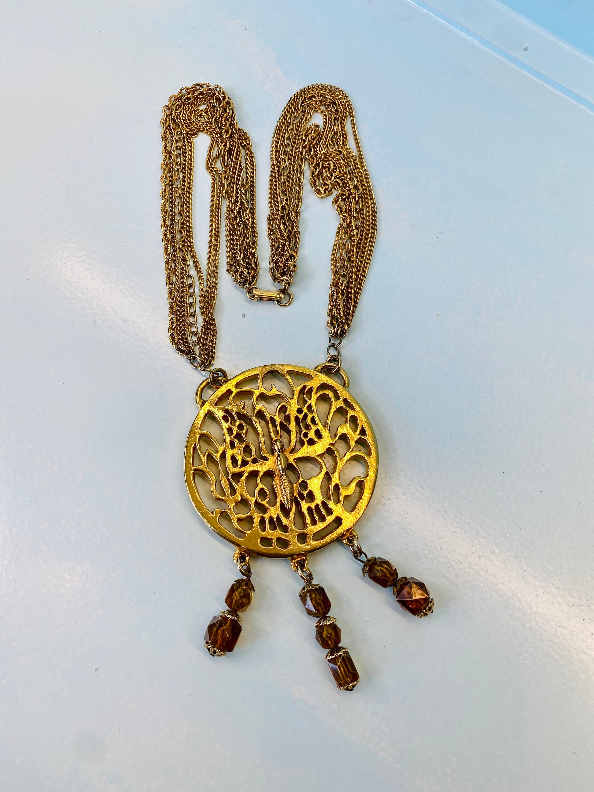 70s Signed Alexis Kirk Gold Massive Butterfly Pendant