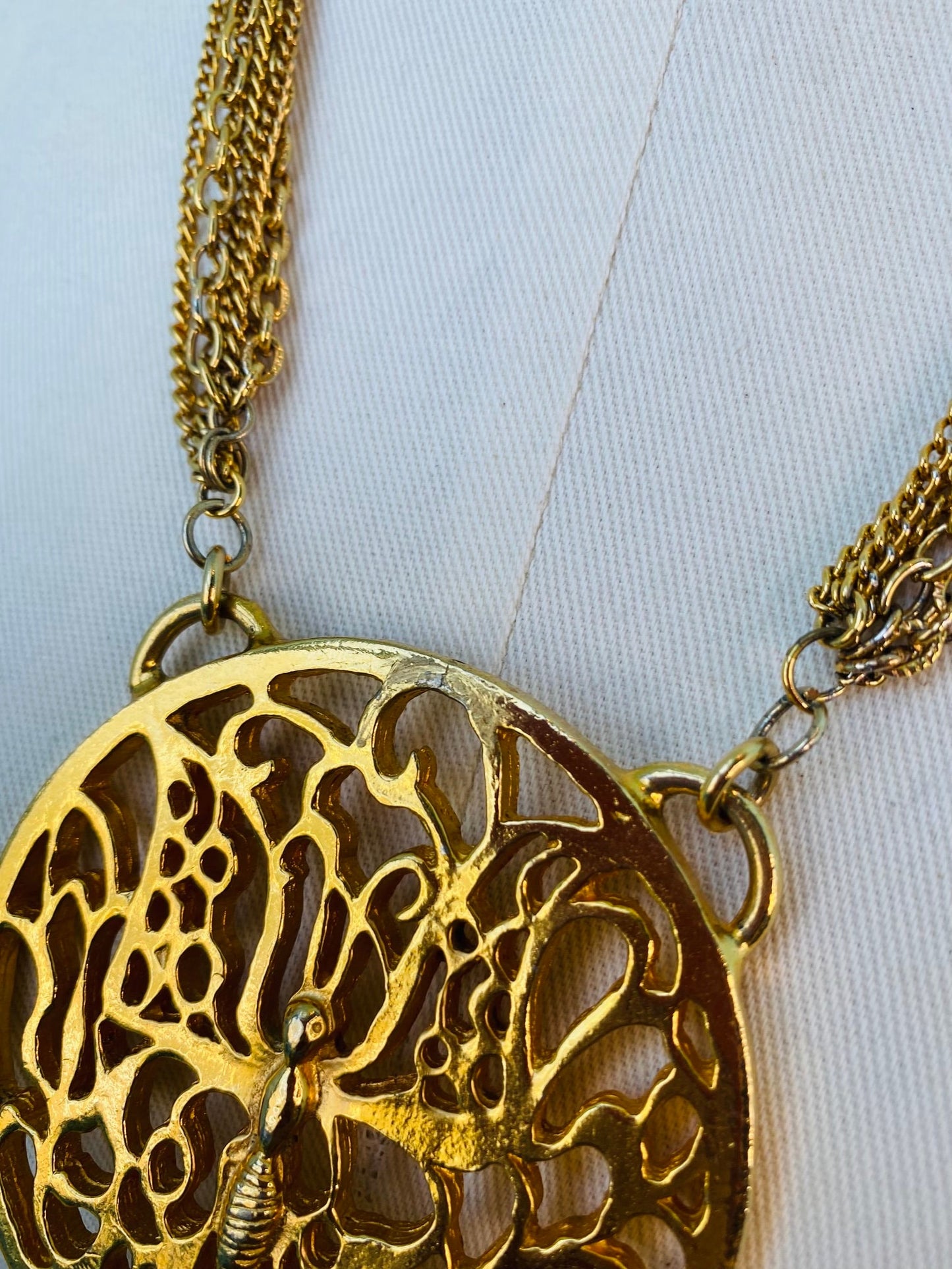 70s Signed Alexis Kirk Gold Massive Butterfly Pendant