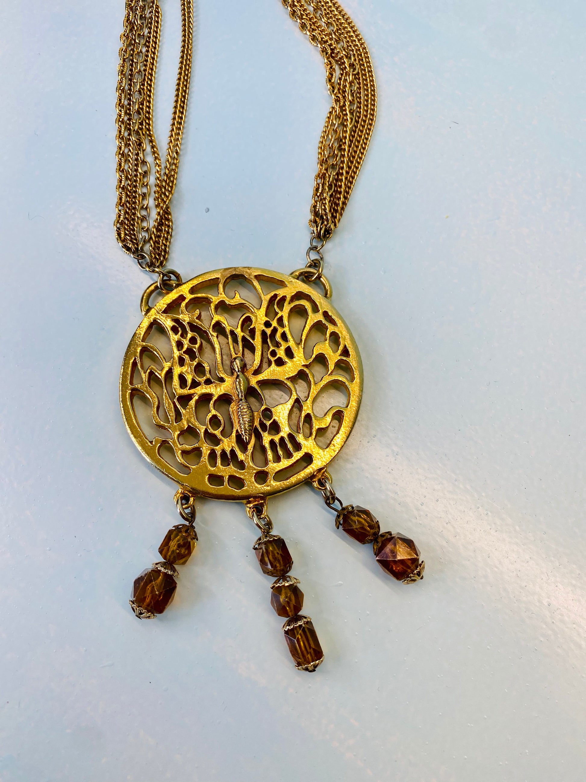 70s Signed Alexis Kirk Gold Massive Butterfly Pendant