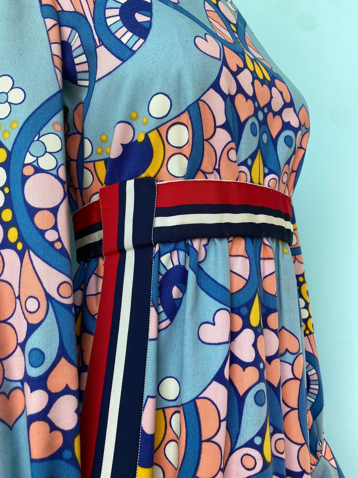 60s Psychedelic Peter Max Vibes Long Sleeve Maxi Dress