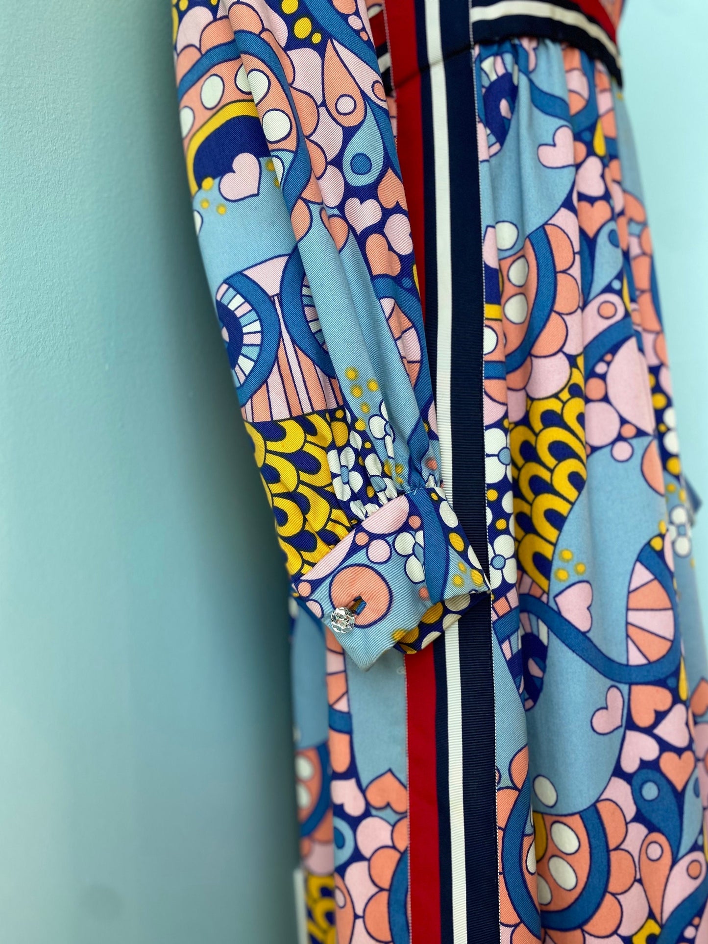 60s Psychedelic Peter Max Vibes Long Sleeve Maxi Dress