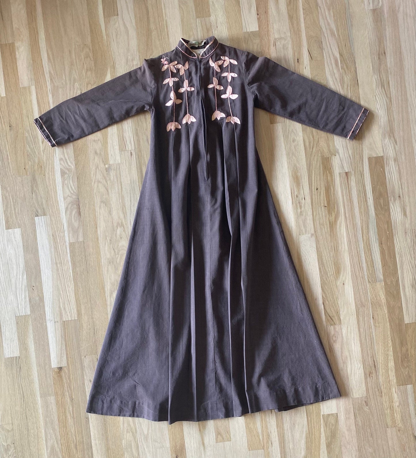 60s Brown JOSEFA Organic Cotton Embroidered Kaftan