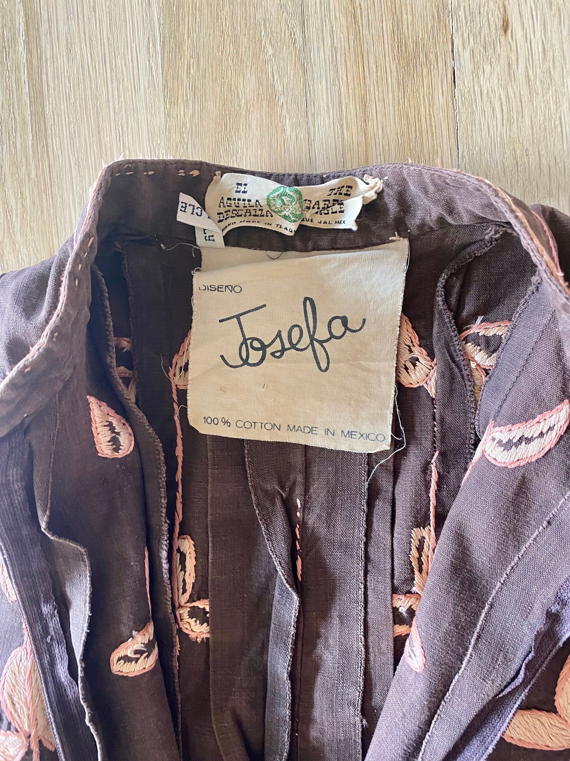 60s Brown JOSEFA Organic Cotton Embroidered Kaftan