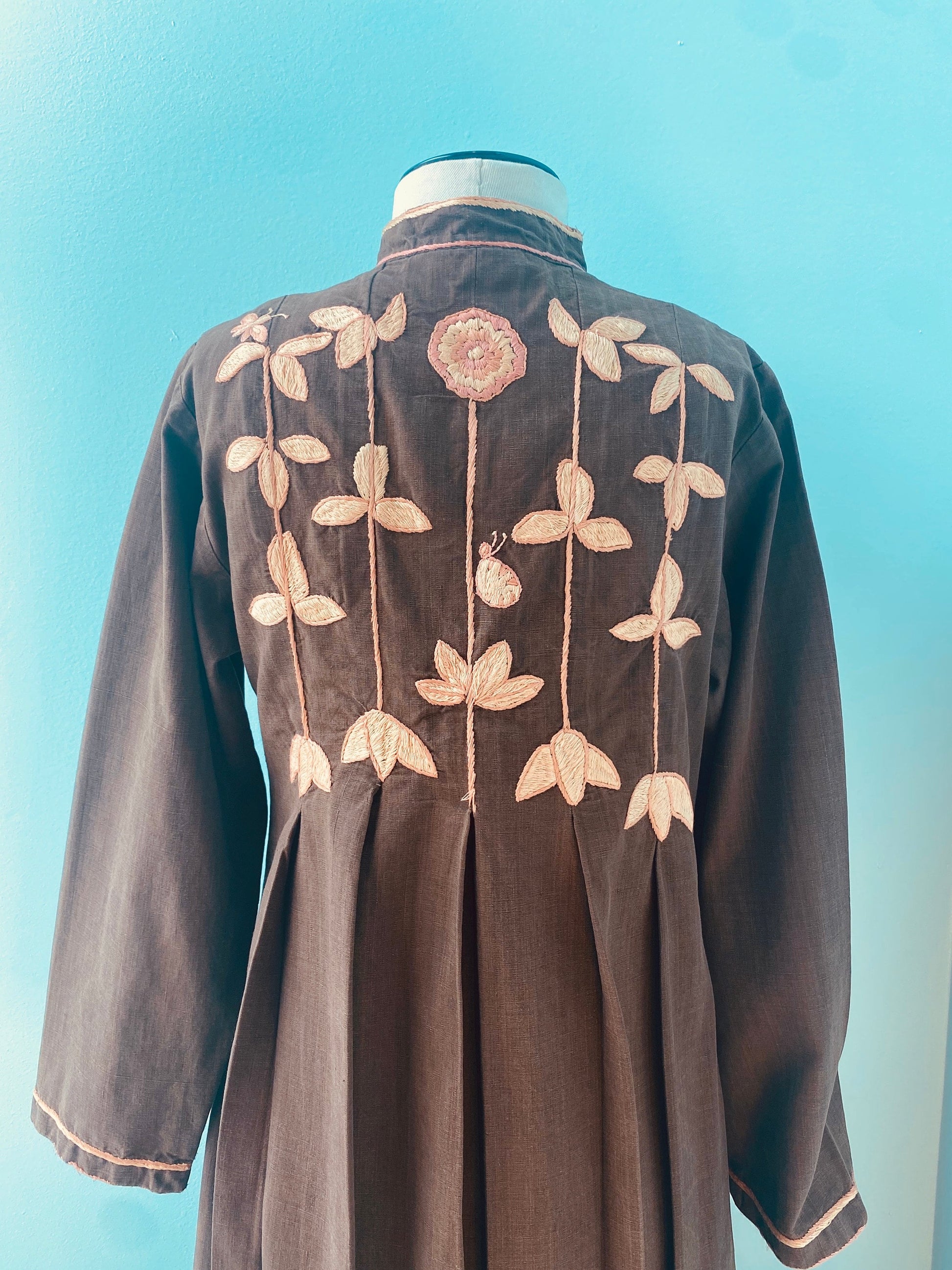 60s Brown JOSEFA Organic Cotton Embroidered Kaftan