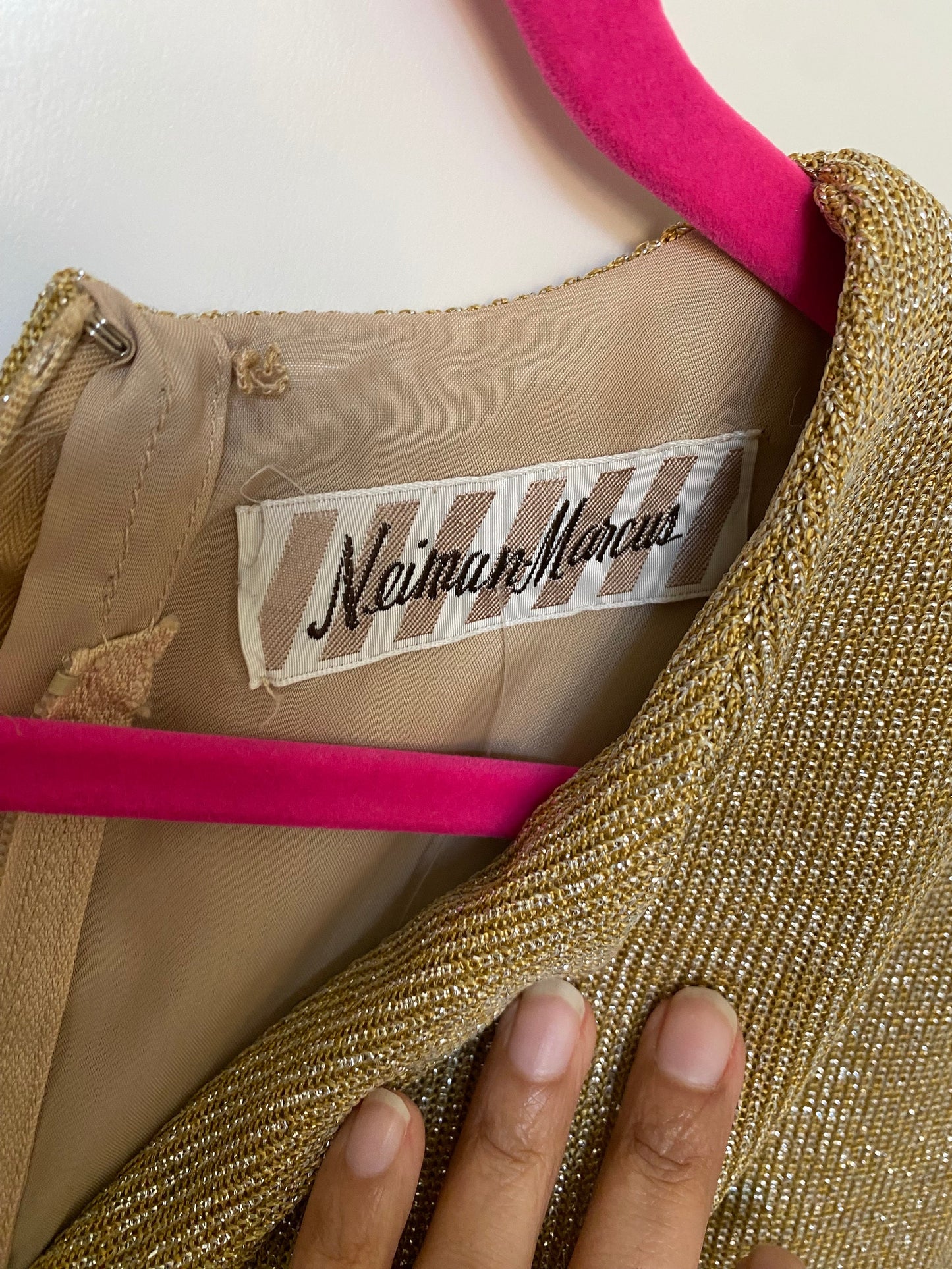 60s Neiman Marcus Gold Lurex Caftan Dress